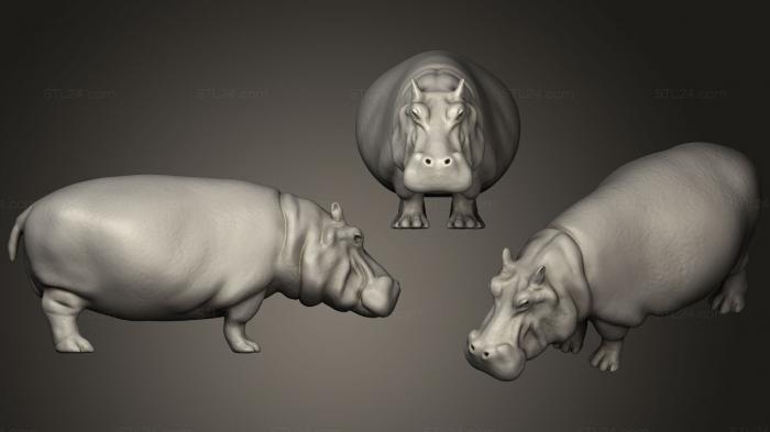 Статуэтки животных (Бегемот, STKJ_1061) 3D модель для ЧПУ станка